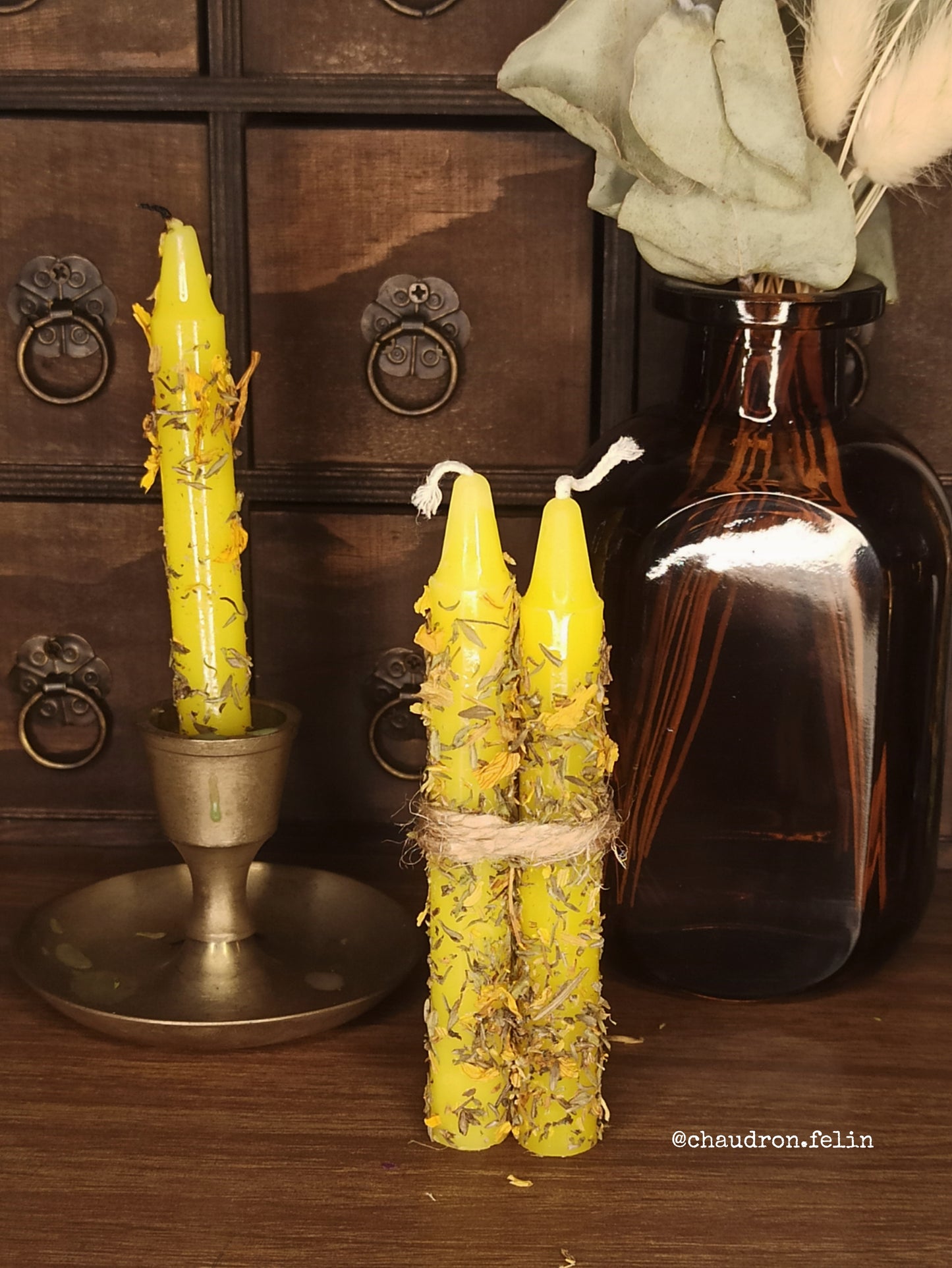 Bougies Rituelles Jaunes de Créativité