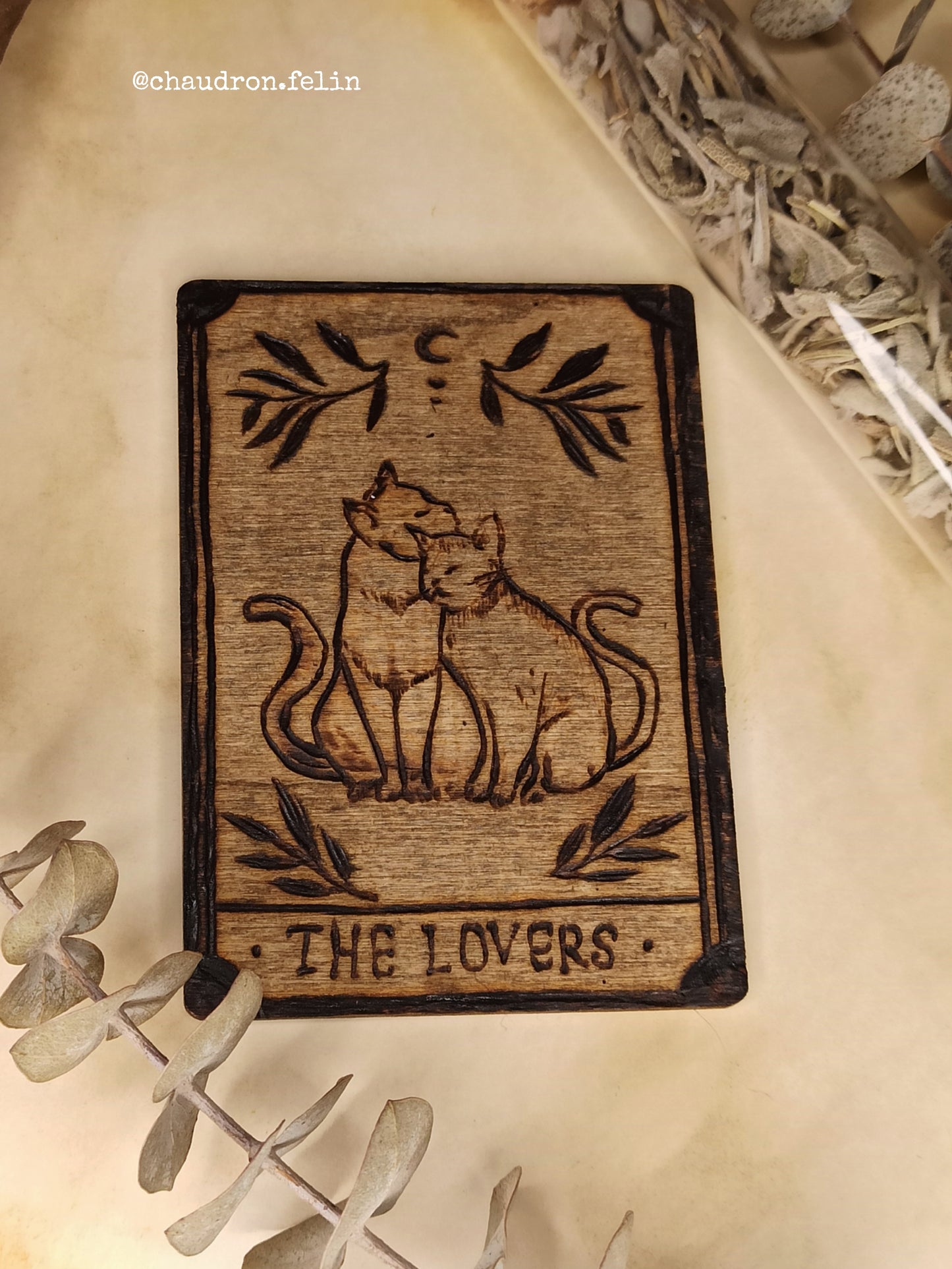 Carte de Tarot en Bois - Les Amoureux