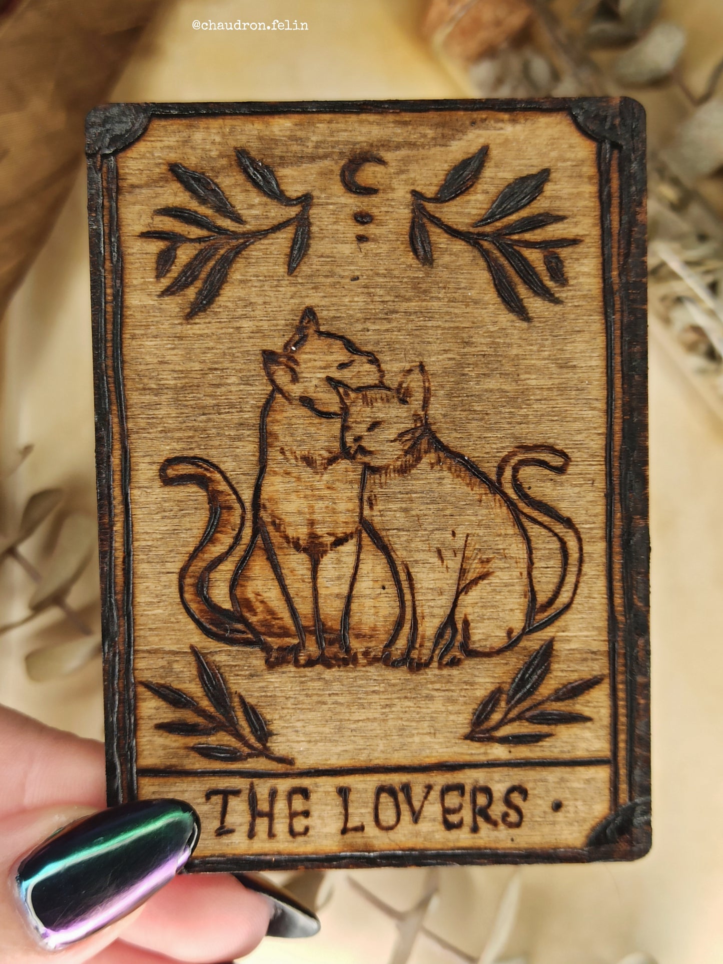 Carte de Tarot en Bois - Les Amoureux