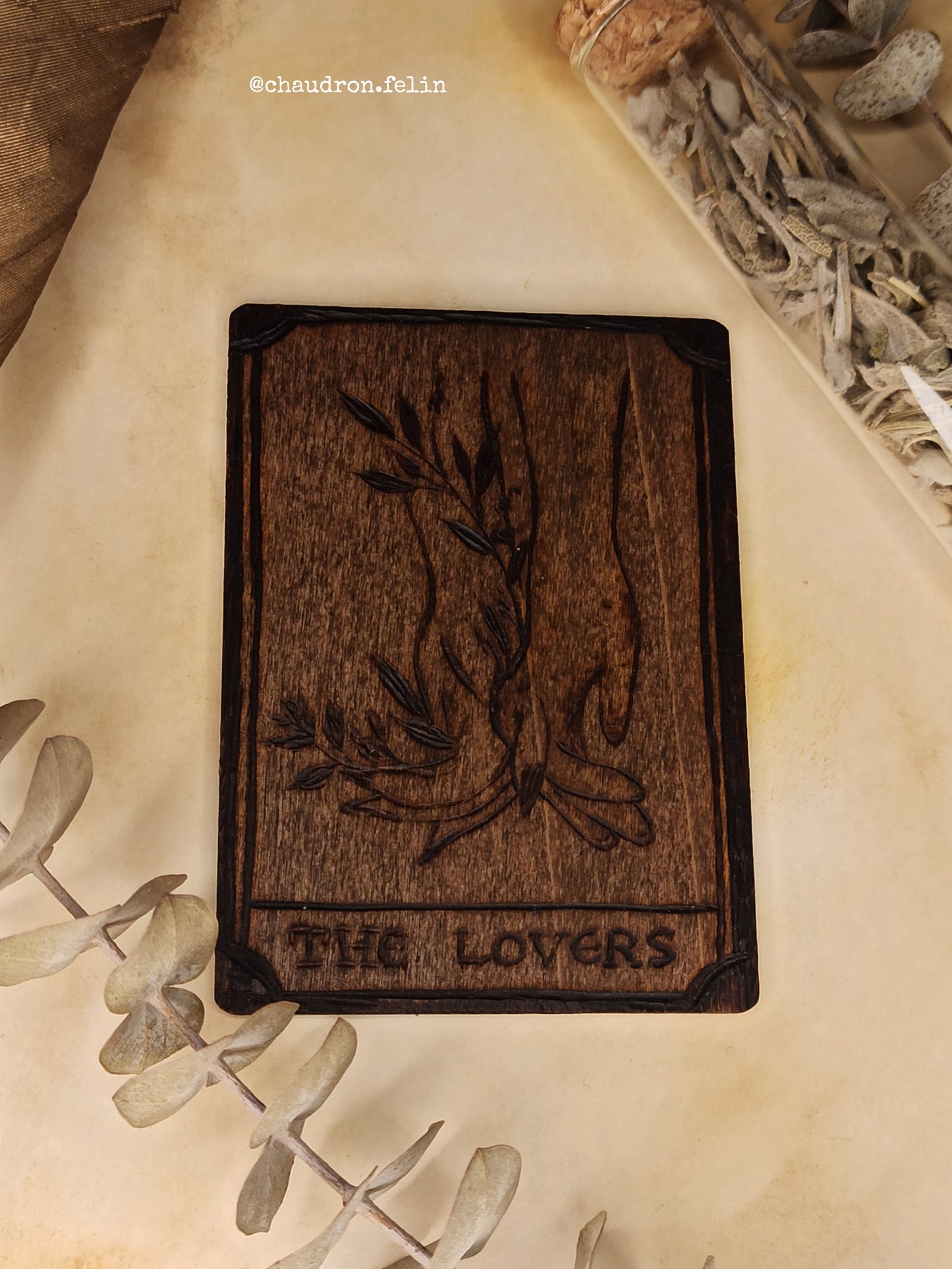Carte de Tarot en Bois - Les Amoureux