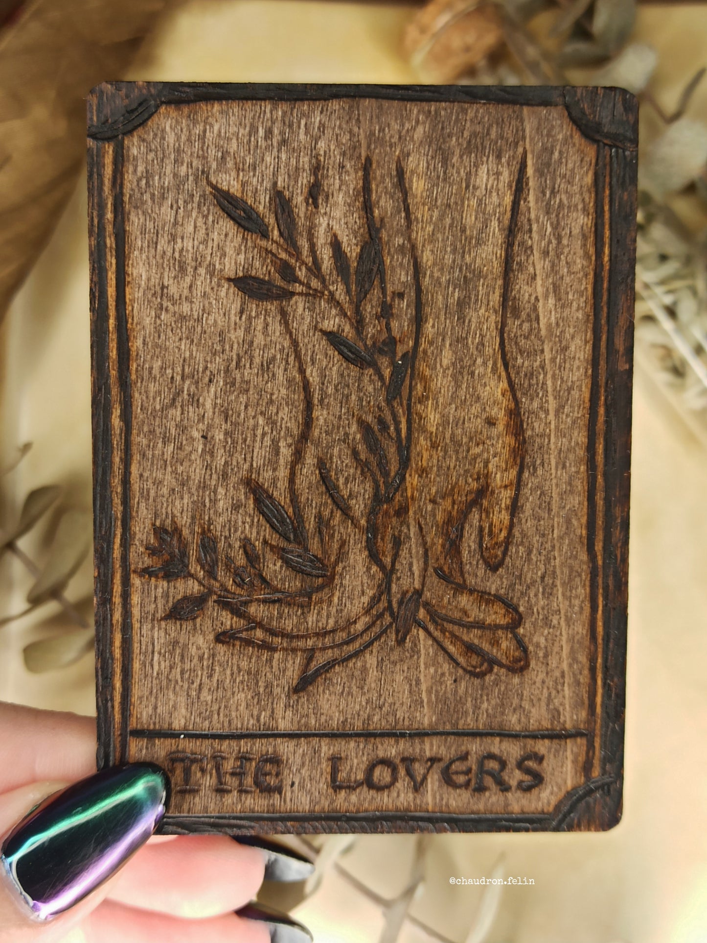 Carte de Tarot en Bois - Les Amoureux