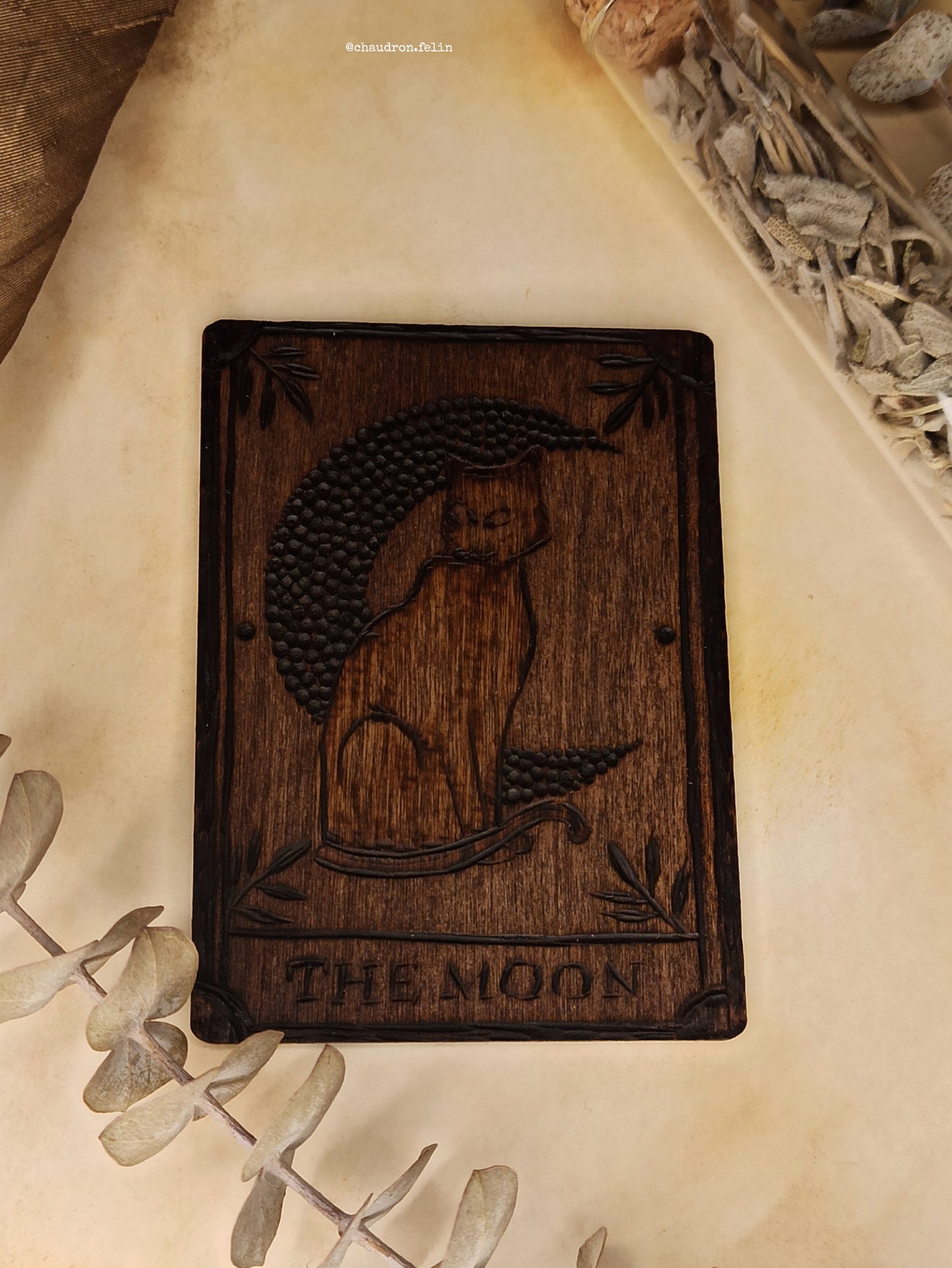 Carte de Tarot en Bois - La Lune