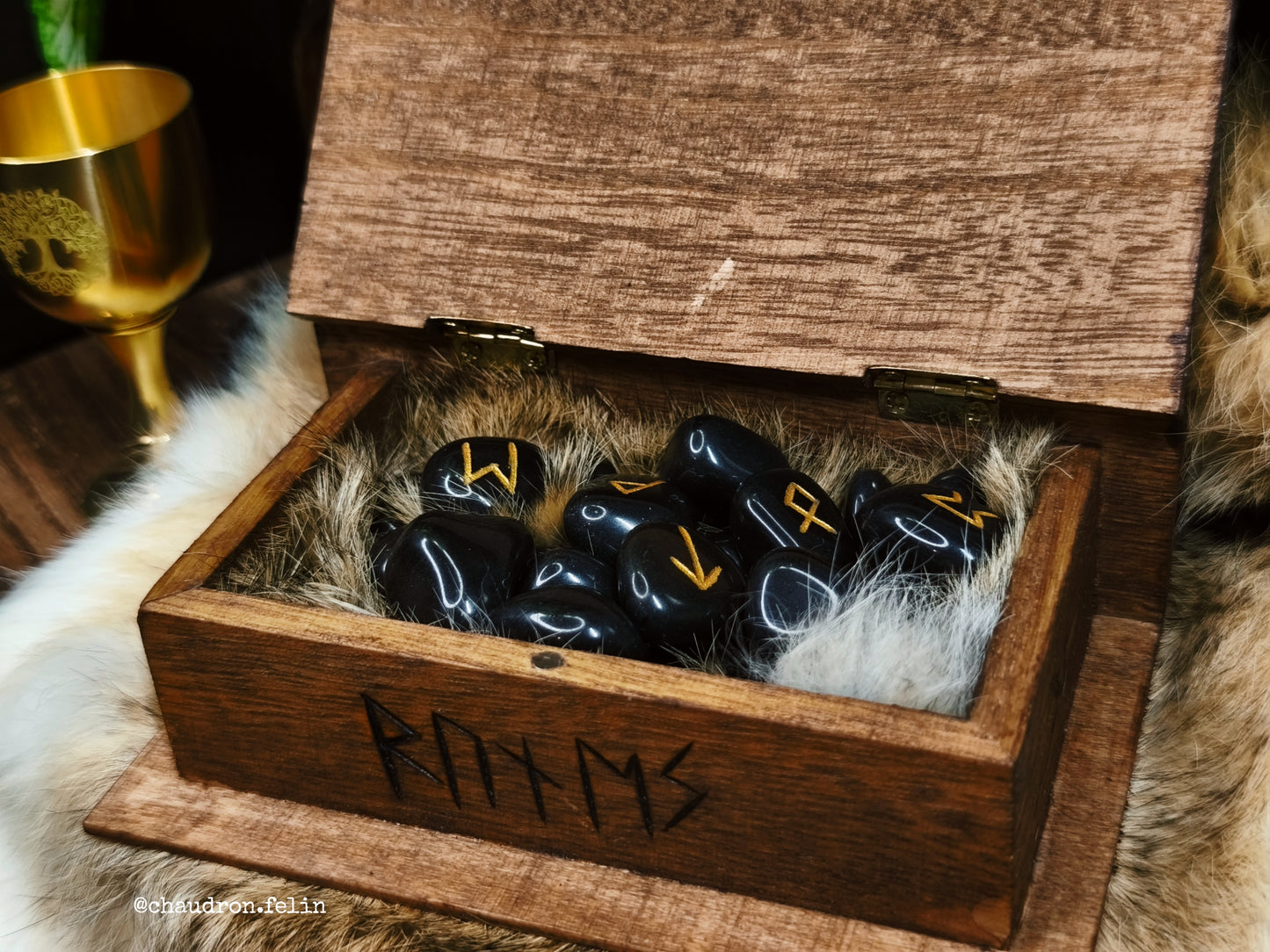 Coffret Runes Futhark Yggdrasil et Onyx