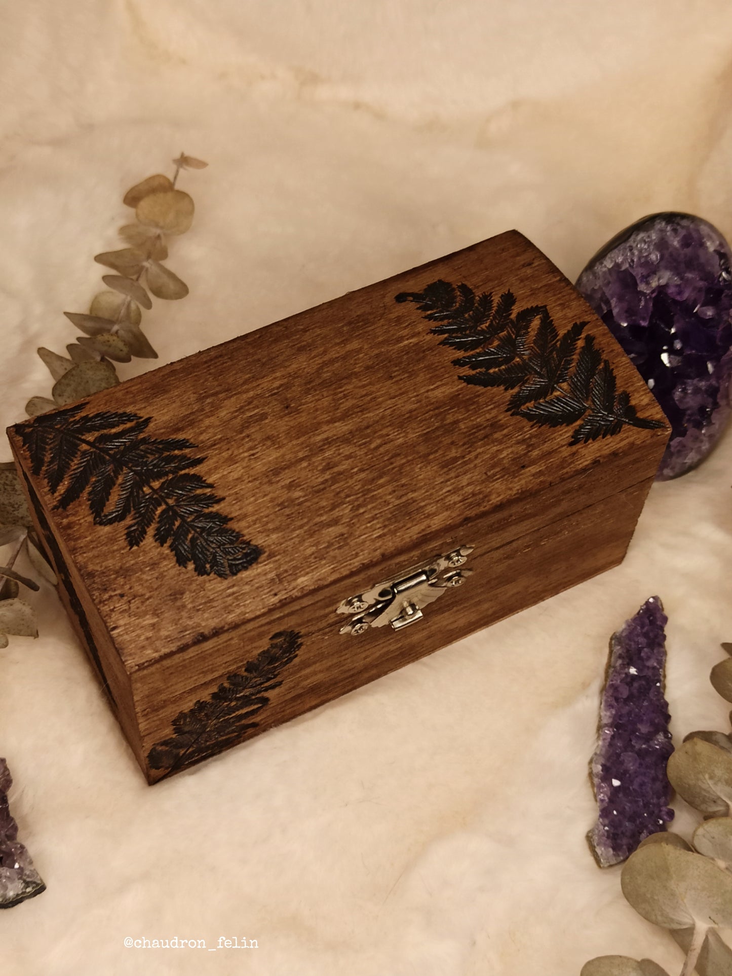 Coffret Runes Divinatoires Fougères et Améthyste