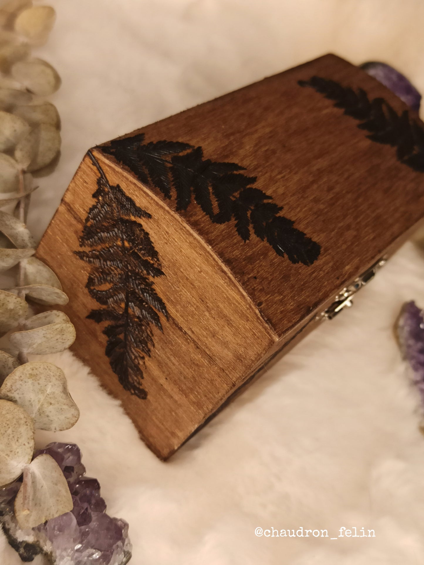 Coffret Runes Divinatoires Fougères et Améthyste