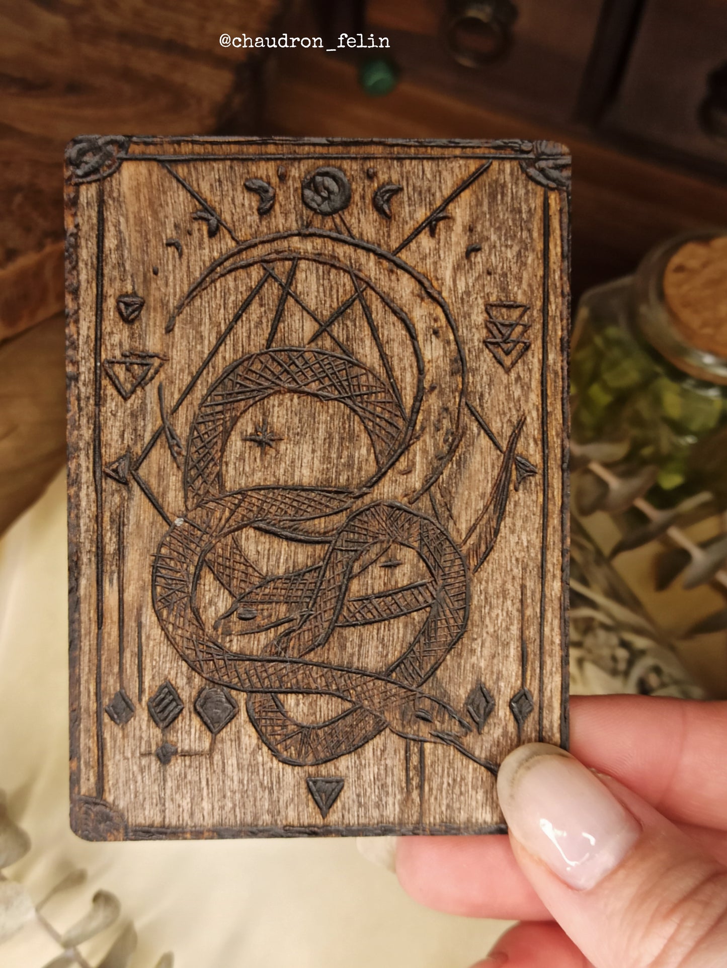 Carte Oracle en Bois - Le Serpent