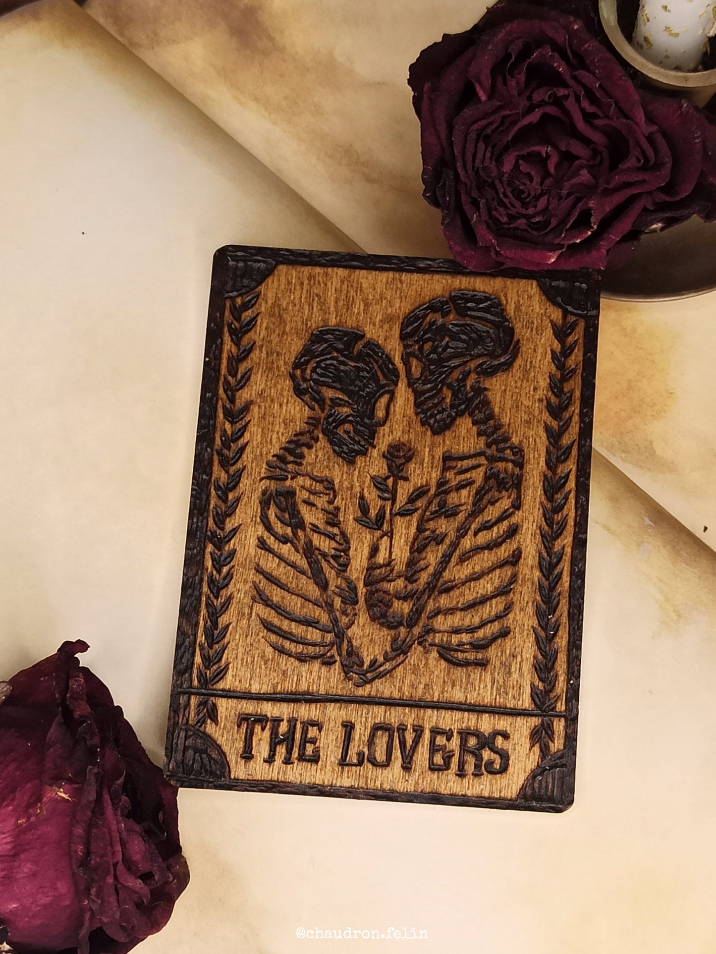 Carte de Tarot en Bois - Les Amoureux