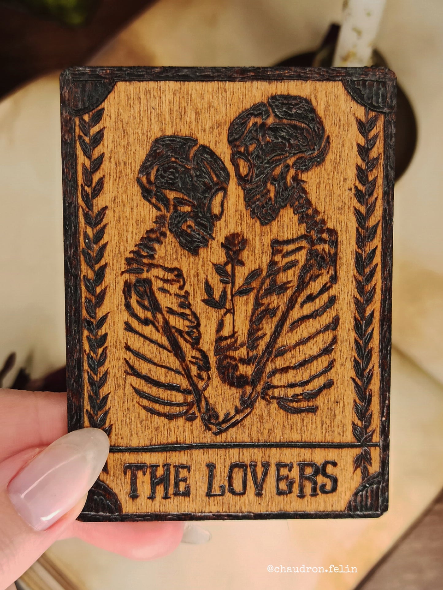 Carte de Tarot en Bois - Les Amoureux