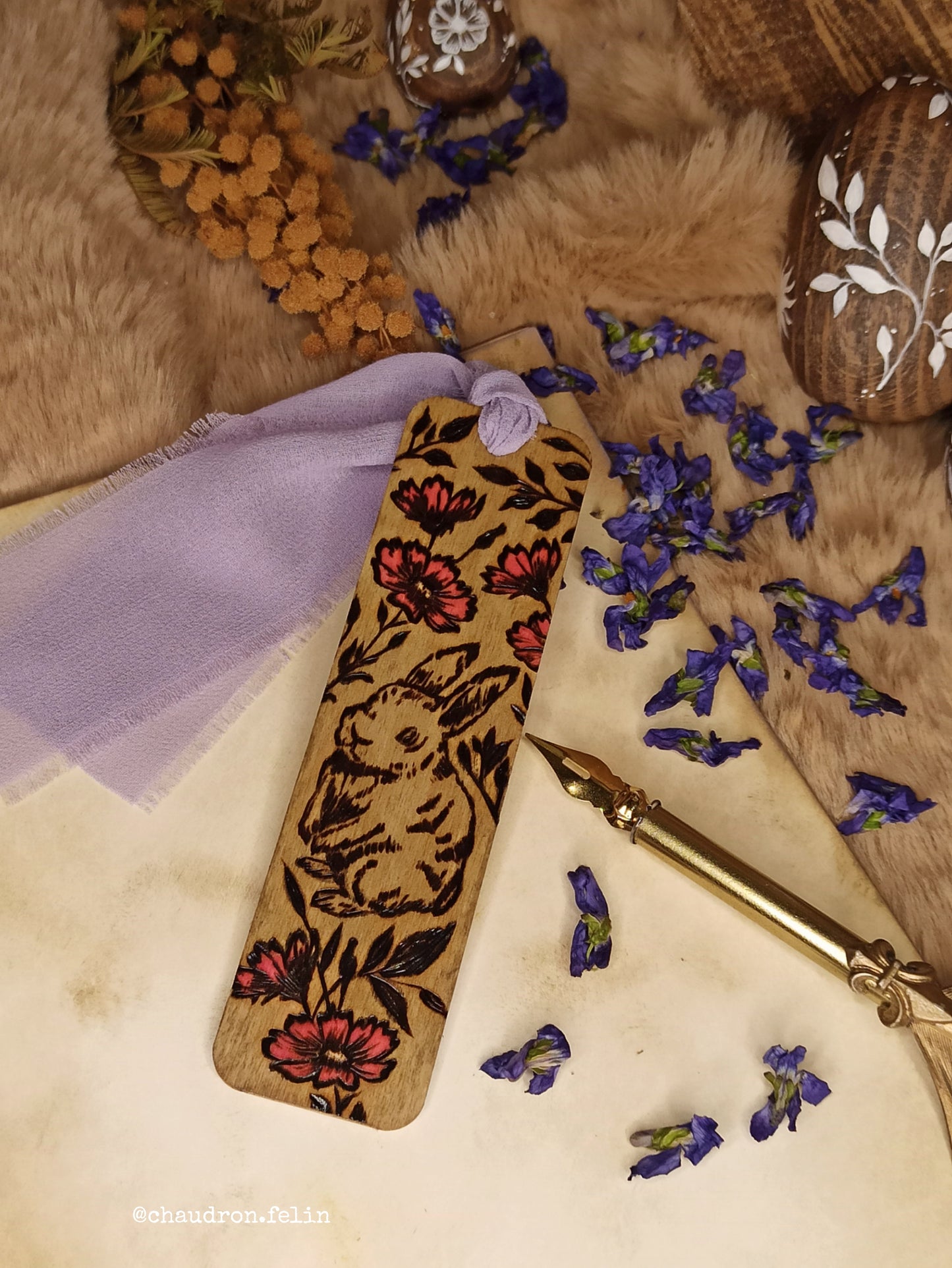Marque Page en bois - Lilas