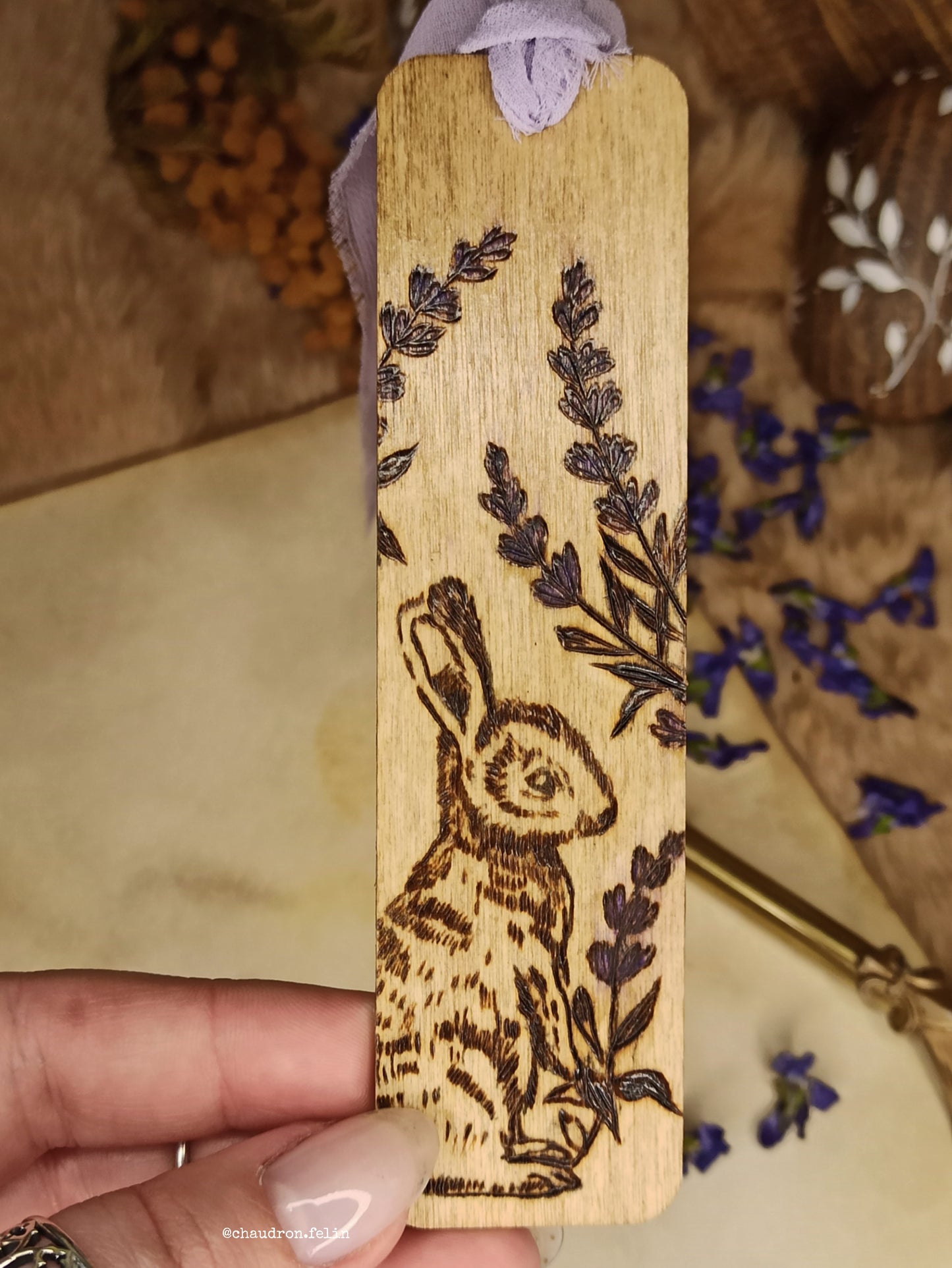 Marque Page en bois - Lilas