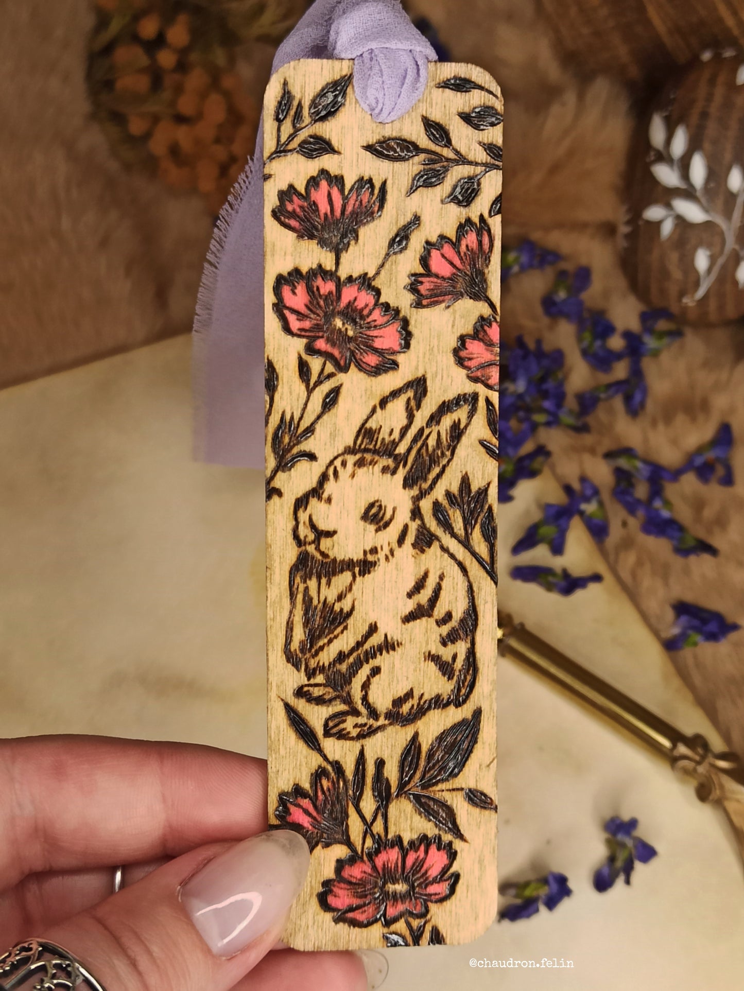 Marque Page en bois - Lilas